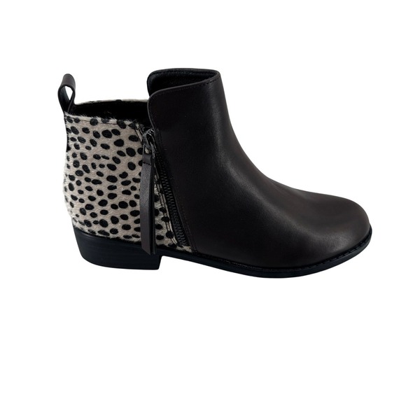 Shoes - Mafulus Ankle Boots Womens 9.5 Brown Faux Leather Cheetah Calf Hair Side Zip